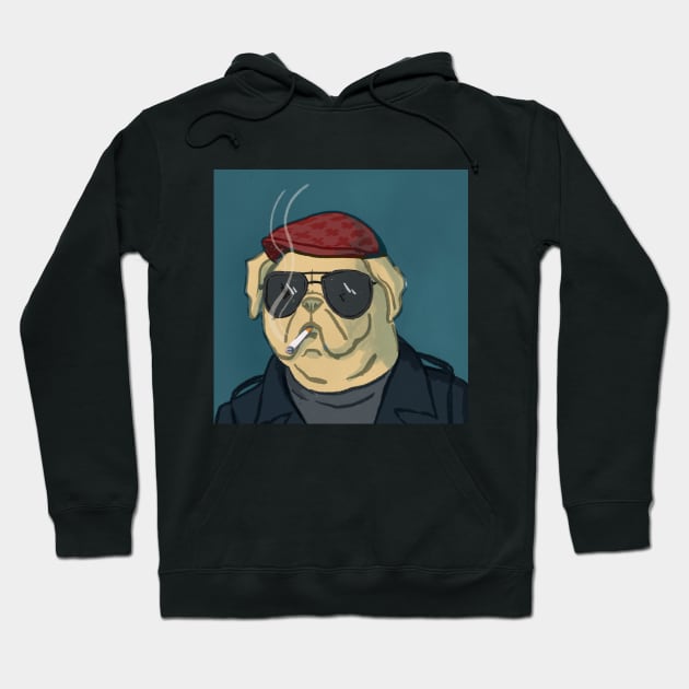 Smoking bulldog Hoodie by CharlotteLorge